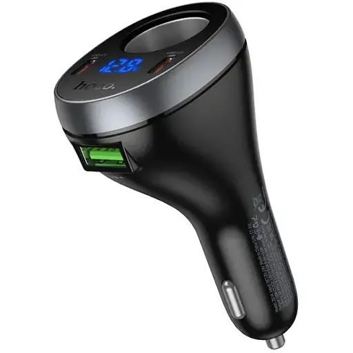 Автомобільний зарядний пристрій Hoco Z61A Correct PD60W(2C1A) cigarette lighter car charger Чорний - фото 1