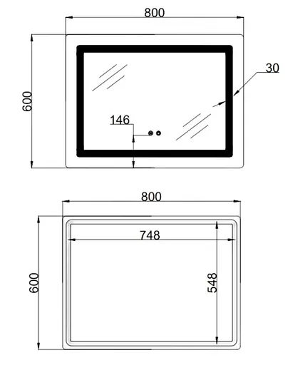 Дзеркало Lidz Kubis (KU2) 800х600 мм з LED-підсвічуванням Touch LD78LF9048060 - фото 11