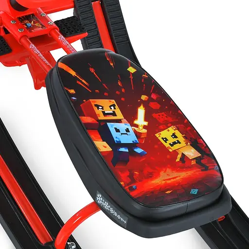 Снігокат MS 1778-9 Низька рама, м'яке сидіння з екошкіри 45х21см (2 положення), кермо, металопластик, чорно-червона - фото 4