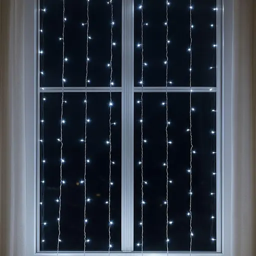 Новорічна гірлянда штора GarlandoPro 2х2 м 80 LED гірлянда білий провід Біле світло ZWM2280LEDW
