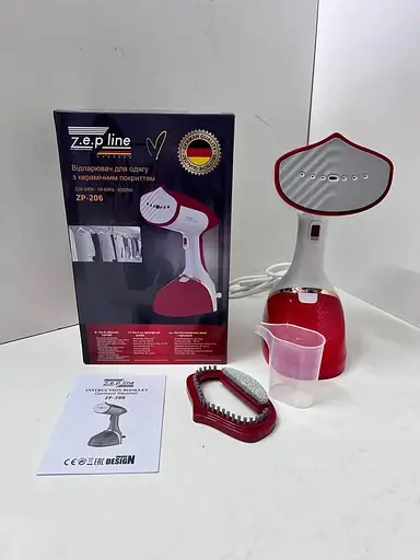 Ручний вертикальний відпарювач Zepline ZP-206 з керамічним покриттям 3000 Вт для одягу 4500 мл Червоний - фото 6