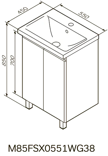 Тумба напольная AM.PM X-Joy 55 см с умывальником M85-FSX0551-WC0551WG38 - фото 8
