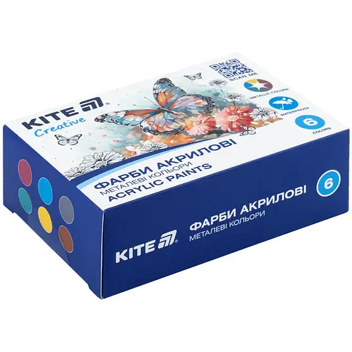 Краски акриловые Kite Creative 6 металлических цветов по 20 мл (K-273)