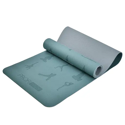 Йогамат для йоги/фитнеса, TPE, 183x57 см, толщина 6 мм, двухцветный, 57x12.5x12.5 см