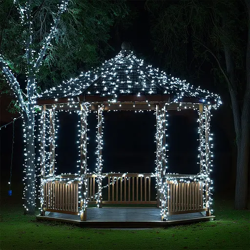 Новорічна гірлянда вулична GarlandoPro 100 м 1000 LED із сонячною батареєю чорний дріт Біле світло SB1000L100MBW