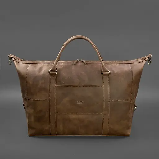 Кожаная дорожная сумка темно-коричневая Crazy Horse - фото 7