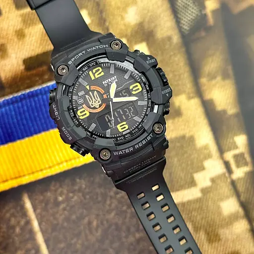 Наручные часы мужские 002BKUAGD Тризуб золото Чорные + Коробка. Patriot acs0031071 - фото 3