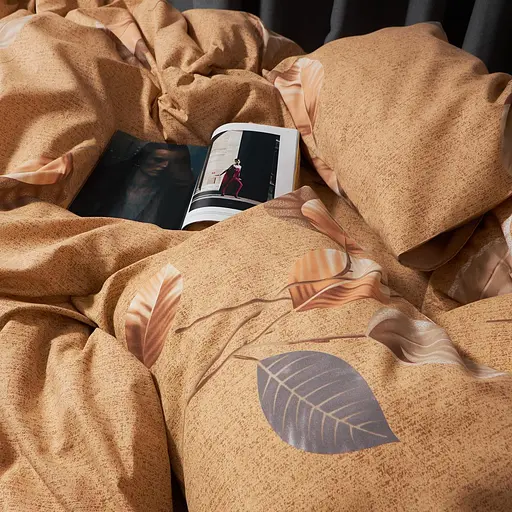 Комплект постельного белья Moon&Star Микросатин Premium Amber Leaf Семейный 160х220х2 наволочки 2х40х60 - фото 7