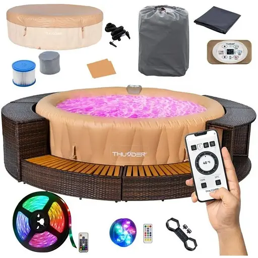 Джакузи-SPA надувная Thunder LATTE 6-местная коричневая мебель из ротанга 8 шт. (LATTE-FULL-BROWN) - фото 4