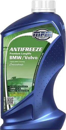Антифриз MPM Premium Longlife BMW / Volvo концентрат зелений -80°C 1л (87001ABV)