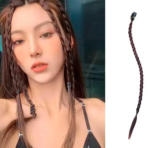 Накладні тонкі коси на шпильці (канекалон) 45 см Каштановий K0864-2 - фото 3