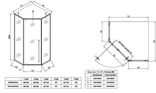 Душевая кабина без поддона Koer SR SC06 -90x90x200-TR-01 прозрачное стекло Easy Clean 8 мм, хром KR5364, Универсальная, прозрачный, хром - фото 6