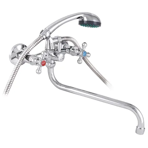 Смеситель для ванны Zerix DMX 605 с полнооборотной кран буксой ZX2958 Хром - фото 1