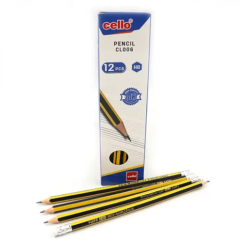 Карандаш гибкий Cello, HB, с ластиком, 12 шт.