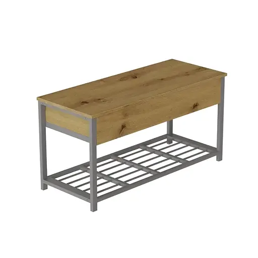 Банкетка з ящиком Ferrum-decor Дрейк 1 550x1000x400 метал Сірий ДСП Дуб Артізан 16 мм (FRD-103064)