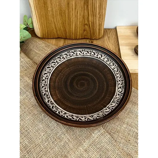 Фруктівниця 26 см керамічна (глиняна) різьблена Ангоб - фото 2