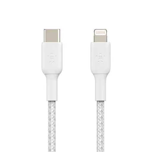 Кабель Belkin USB-С - Lightning, BRAIDED[1m, white] - фото 2