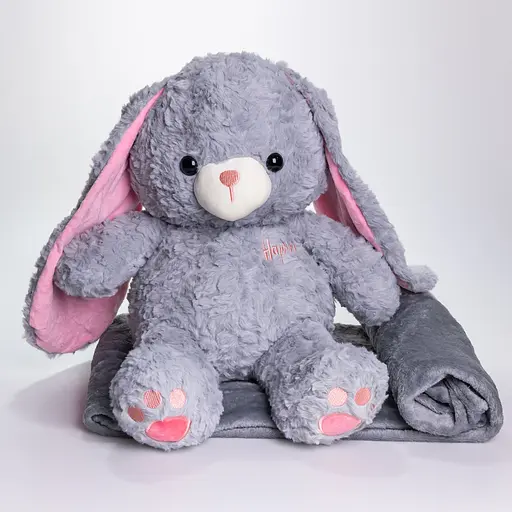 М'яка іграшка-плед та подушка 3 в 1 Зайчик 35×32×40 (см) Сірий Colorful Home 509-9G - фото 3