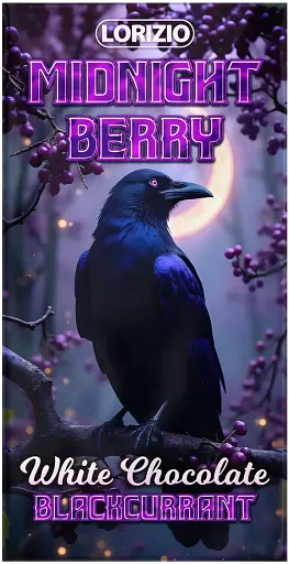 Шоколад Lorizio з чорною смородиною білий "MIDNIGHT BERRY" 100 г - фото 1