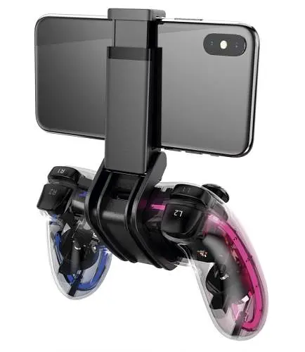 Геймпад Havit G180BT RGB беспроводной Bluetooth 5.0 вибрация 800 mAh крепление для телефона Transparent - фото 4