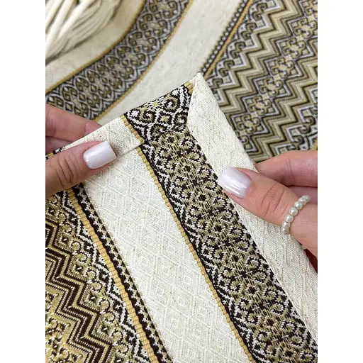 Комплект Великодній кошик Галичина білий із лляним рушником 70х30 см Рандеву коричневий та свічка - фото 4