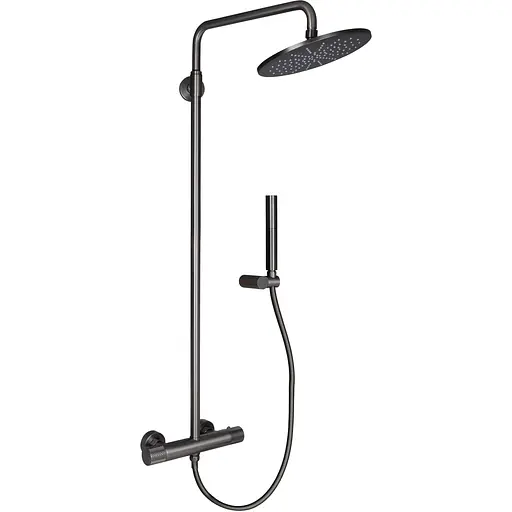 Душова система універсальна Qtap Brno термостатична на два споживача QTBRN5769103ONK Gunmetal Black PVD, Графітовий хром - фото 1