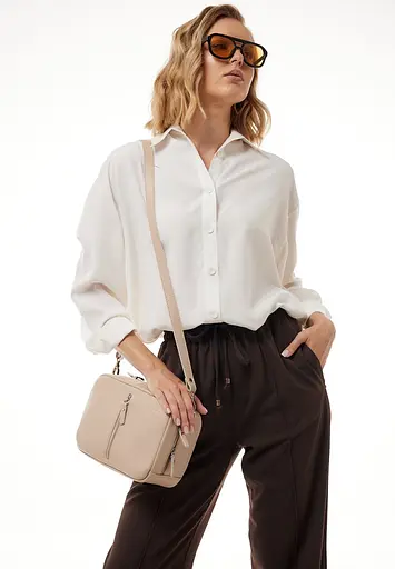 Жіноча шкіряна сумка Avenue світло-бежевий краст - фото 7