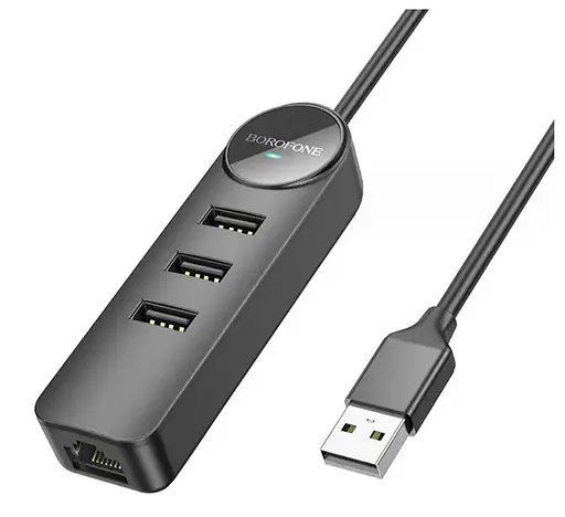 Конвертер адаптер USB Borofone на сетевой выход RJ-45 DH6 Erudite 4-in-1 Gigabit Ethernet Adapter 120 см - фото 2