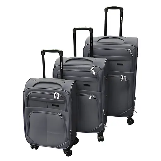 Набір тканинних валіз 3в1 з кодовим замком та телескопічною ручкою сірий (6071)