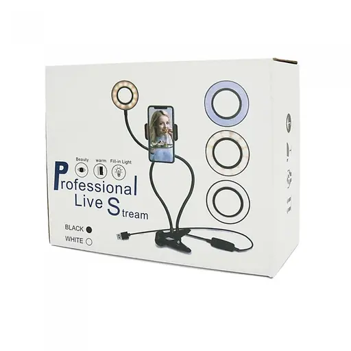 Тримач підставка Voltronic Power для телефона на затискачі Yt35299 + кільце підсвічування Led чорна - фото 4