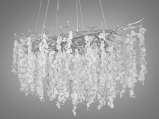 Алюмінієва кришталева люстра "Гліцинія" витягнутої форми,15 ламп, хром - фото 2