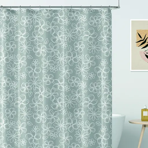 Шторка для ванної Werk WK-10017 Квітковий ескіз без кілець 180 x 180 см (147978)