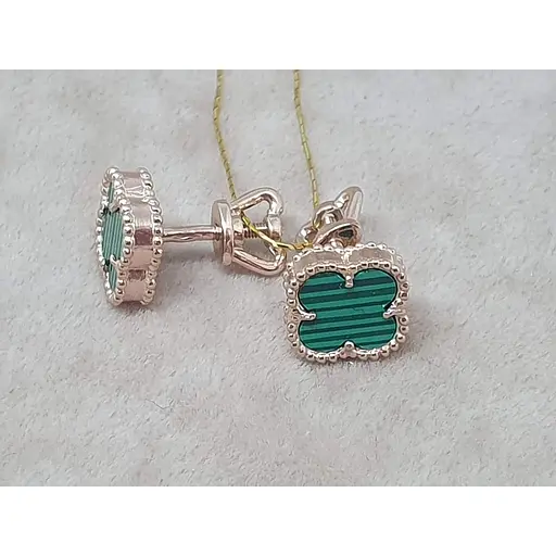 Золоті сережки-пуссети Платон Конюшина з малахітом. 1С127/71Б - фото 3