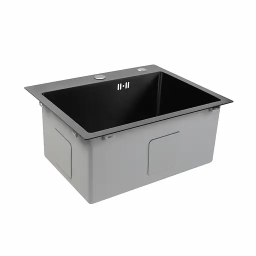 Кухонная мойка 50x45 PVD черная Platinum Handmade (сифон круглый, 3,0/0,8), Черный - фото 2