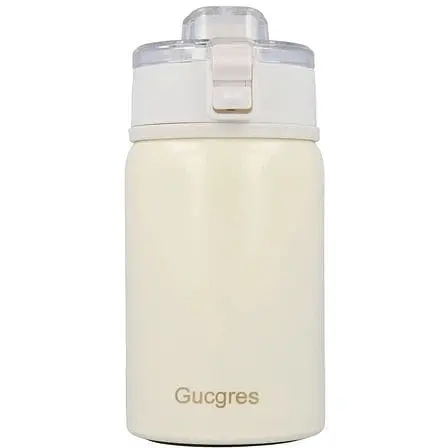 Термос бидон Gucgres из нержавеющей стали с сеткой заварником с двойными стенками белый 400 мл