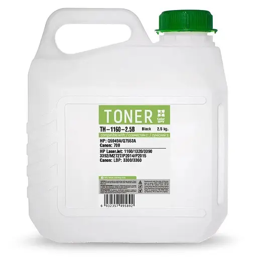 Тонер HP LJ 1160/1320/2015/3390/3392, Canon LBP-3300/3360, 2,5 кг, ColorWay (TH-1160-2.5B)