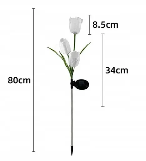 Світильники Sun Lamp садові на сонячній батареї тюльпани квіти білі 2 шт - фото 2