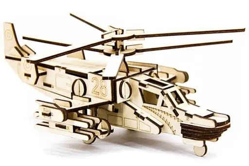 Дерев'яний конструктор Гелікоптер Хокум 88 деталей - фото 6