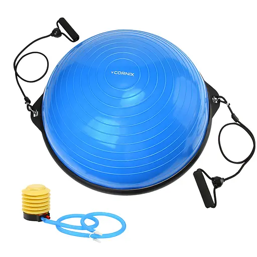 Балансировочная платформа (полусфера) Cornix Bosu Ball 58 см с эспандерами Blue XR-0457 - фото 1