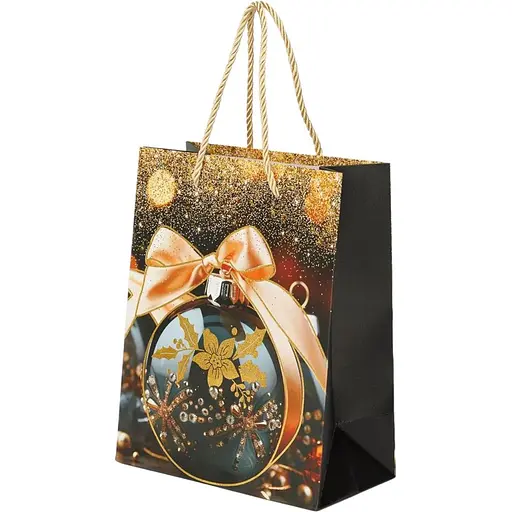 Пакет подарунковий новорічний Куля з бантом YX050952 Різнокольоровий (NY) - фото 1