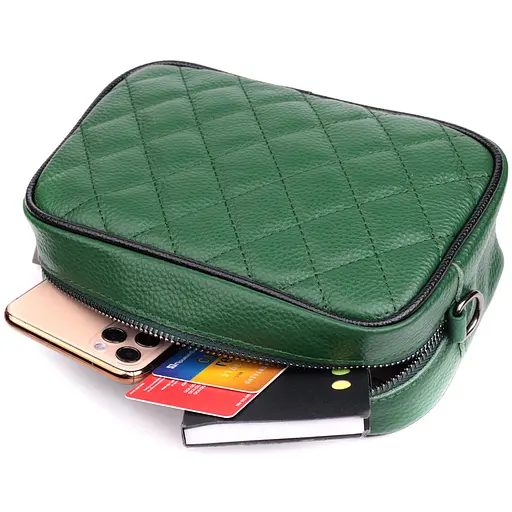 Стеганая женская сумка Vintage из натуральной кожи 21х14х8 см sum0027042 - фото 8