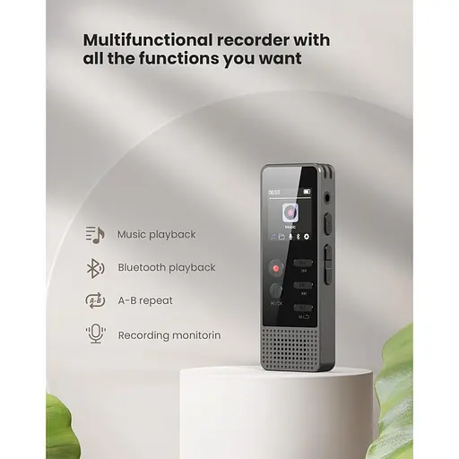 Цифровой bluetooth диктофон ZOOAOXO V200 64 ГБ черный - фото 2