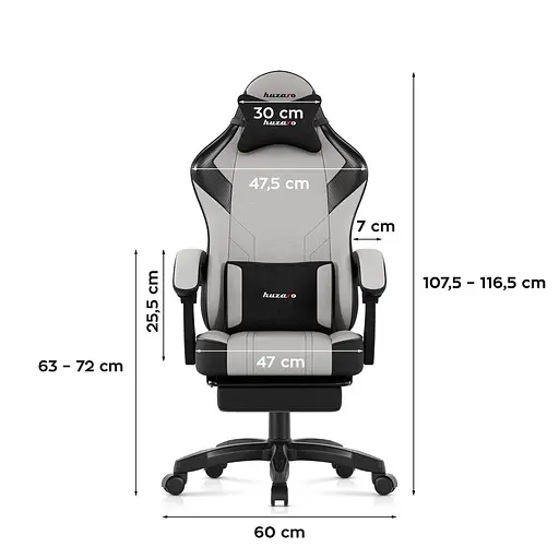 Компьютерное кресло Huzaro Force 3.7 Grey ткань - фото 8