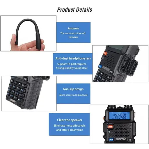 Портативна тактична рація Baofeng UV-5R 5W дводіапазонна з гарнітурою VHF136-174/UHF400-520 МГц (18835) - фото 10