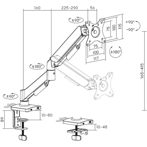 Настільне кріплення для монітора OfficePro MA511B 17`-32` Black [148278] - фото 13