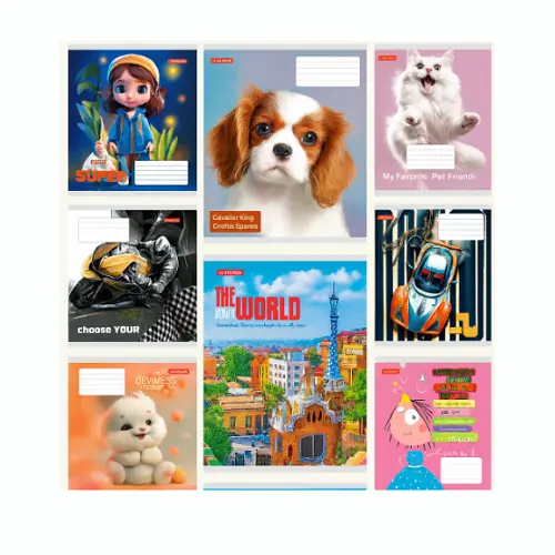 Зошит Тетрада на 12 аркушів у клітинку з глітерним покриттям мікс-1-2 25 шт.