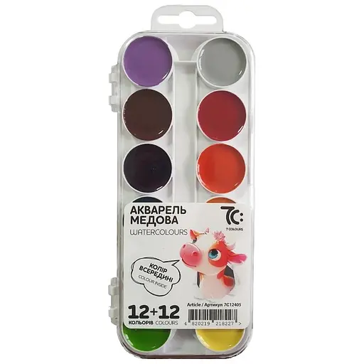 Акварельні фарби медові 7C12405, 24 кольори