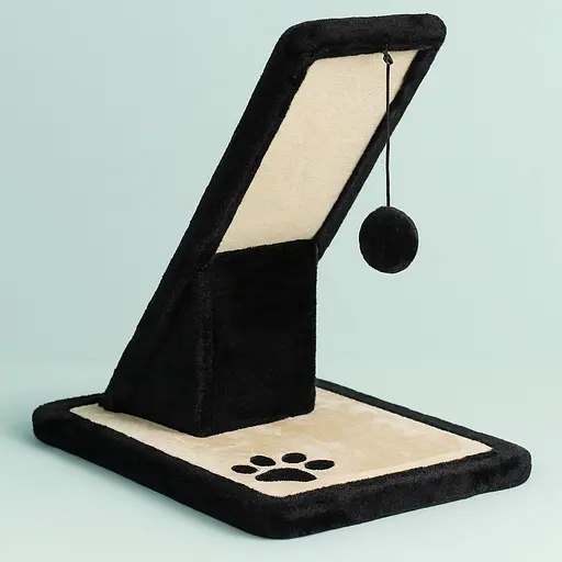 Дряпка Trixie для котів з 2 іграшками дощечка на підставці сизаль/плюш чорна 30х40х42 см [CD] - фото 2