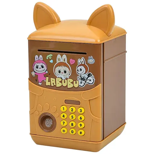 Копилка-сейф детская MK 5698-1 с кодом отпечатком пальца светом и звуком с Labubu