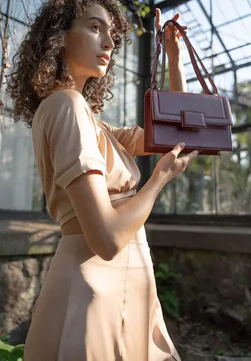 Жіноча шкіряна сумка Kelly бордова - фото 2